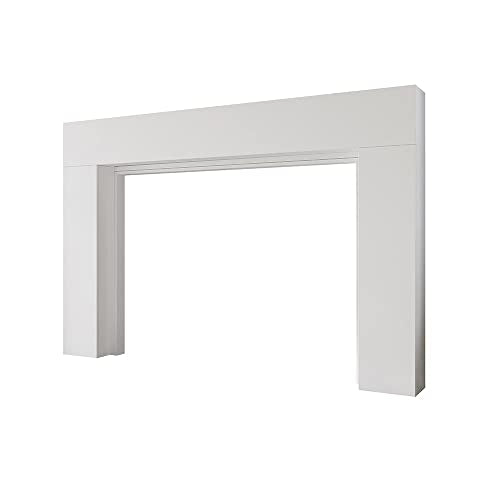 Modern Ember Sabine Wood Fireplace Mantel Surround Kit, White 56" x 42" Opening | 80" x 54" Overall | Minimal Modern Aesthetic; Includes Wooden Mantel Surround & Shelf Modern Ember