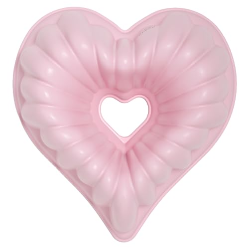 Paris Hilton Heart Shaped Fluted Cake Pan, Cast Aluminum with Clean Ceramic Nonstick Bakeware, Dishwasher Safe, Made without PFAS, PFOA, PFOS & PFTE, 9-Inch, Pink Paris Hilton