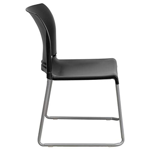 Flash Furniture Hercules Series Contoured Stacking Chairs for Waiting Rooms and Offices, Ergonomic Lobby Chairs with Curved Back, Set of 5, Black Flash Furniture
