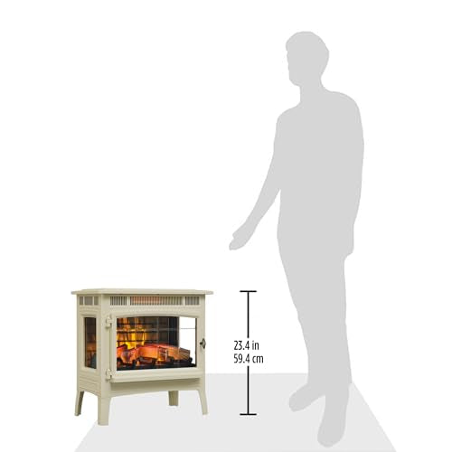 duraflame Freestanding Electric Fireplace Stove Heater with 3D Flame Effect for 1,000 Sq. Ft. Room, Cream Duraflame