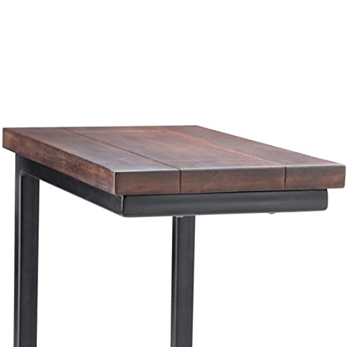 SIMPLIHOME Skyler SOLID MANGO WOOD and Metal 18 Inch Wide Rectangle C Side Table in Dark Cognac Brown, Fully Assembled, For the Living Room and SIMPLIHOME