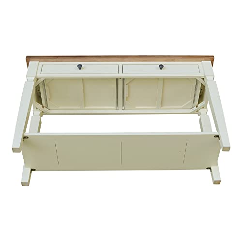 IC International Concepts International Concepts Vista Solid Wood Sofa Console Table, Hickory/Shell IC International Concepts