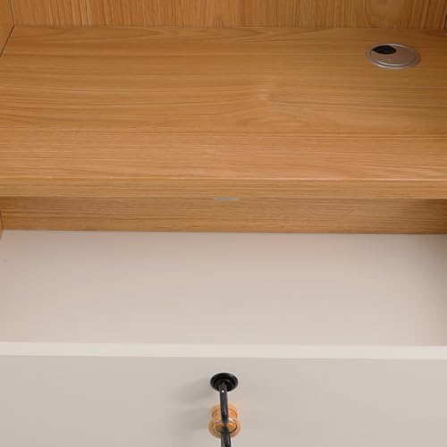 CNCEST L-Shaped Small Space Reception Desk with Locking Storage & LED Light, Modern Oak Front Desk Checkout Counter for Hotel, Shop, Beauty Salon, Office CNCEST