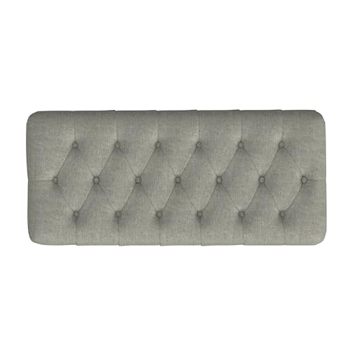 HomePop Home Decor | Tufted Ainsley Button Storage Ottoman Bench with Hinged Lid | Ottoman Bench with Storage for Living Room & Bedroom,Gray Woven HomePop