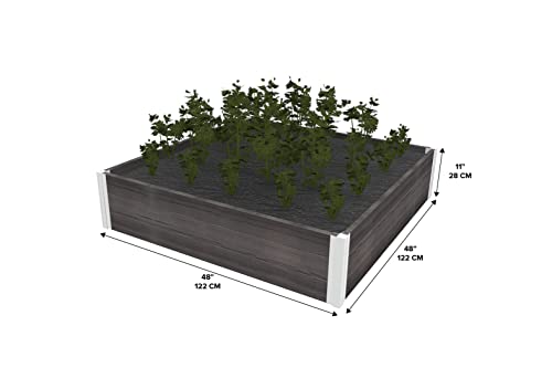 Vita Urbana 4 Foot x 4 Foot x 11 inch Embossed Vinyl Modular Garden Bed, Espresso Brown, PVC, BPA and Pthalate Free, Woodgrain, VT17500 Vita