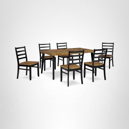 Signature Design by Ashley Blondon Rectangular Dining Room Table Set with 6 Chairs, Chevron Pattern, Tapered Legs, Seats 6, Wood, 60" Long, Brown & Black Signature Design by Ashley