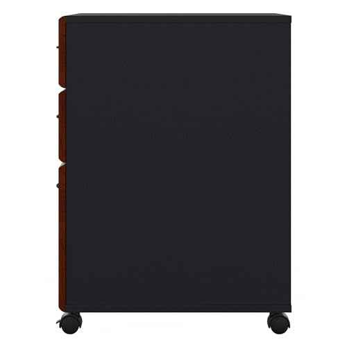 Bush Business Furniture Series A 3 Drawer Mobile File Cabinet in Hansen Cherry & Galaxy - Assembled, Rolling Document Storage for Home or Professional Office Bush Business Furniture