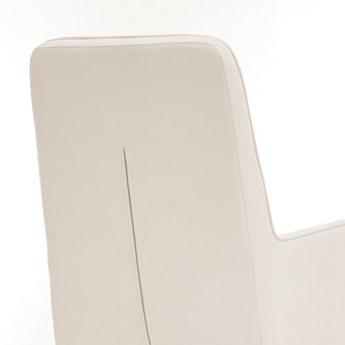 COLAMY Cocoon Modern Executive High Back Home Office Chair, Upholstered Desk Chair with Wheels, Vanity Chair with Head and Lumbar Support, Armrest (Beige) COLAMY