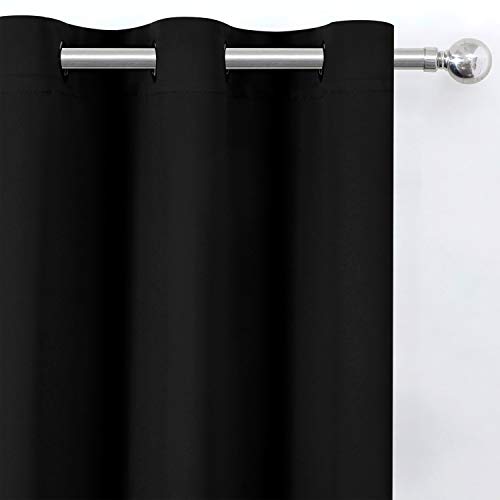 LEMOMO Blackout Curtains 52 x 84 inches Long Black Curtains Set of 2 Panels Thermal Insulated Room Darkening Curtains for Bedroom LEMOMO