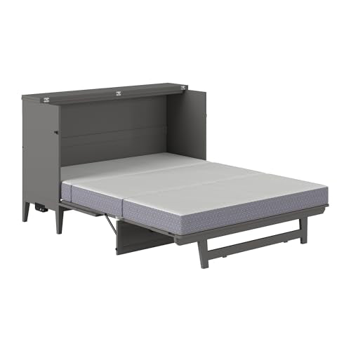 AFI, Santa Fe Queen Murphy Bed Chest with 6" Mattress & Built-in USB Charger, Grey AFI