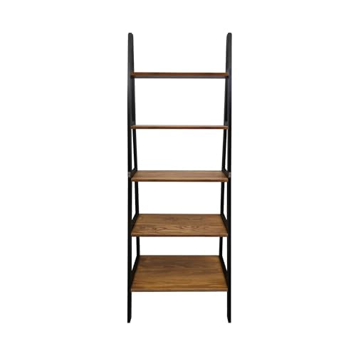 Casual Home 100% Solid Wood 5-Shelf Ladder Bookcase, Standard, Two-Tone Casual Home