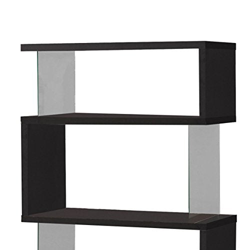 Coaster Furniture Asymmetrical Snaking Bookcase Black and Clear 800340 Coaster Home Furnishings