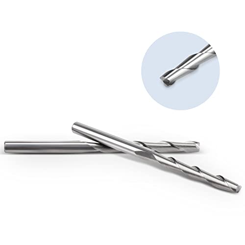 HQMaster CNC Router Bits 1/8" Shank CNC Bit End Mill Flat Nose Carbide Endmill Two Flute Spiral Upcut Milling Cutter Tool Set for Wood PVC MDF Hardwood 10Pcs (3.175mm, Total Length: 50mm) HQMaster