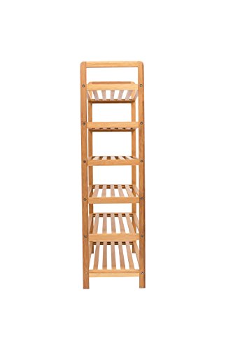 BIRDROCK HOME Free Standing Bamboo Shoe Rack | 6 Tier | Wood | Closets and Entryway | Organizer | Fits 18 Pairs of Shoes BIRDROCK HOME