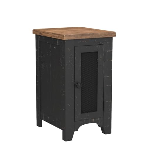 Signature Design by Ashley Valebeck Rustic Farmhouse Chair Side End Table with Cabinet Door, Distressed Black Signature Design by Ashley
