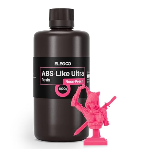 ELEGOO ABS-Like Ultra Photopolymer 3D Printer Resin, 365-405nm UV-Curing Resin, Fluorescent Colors, High Toughness, Compatible with Mars Saturn Jupiter MSLA LCD DLP Resin 3D Printers, Neon-Peach 1KG