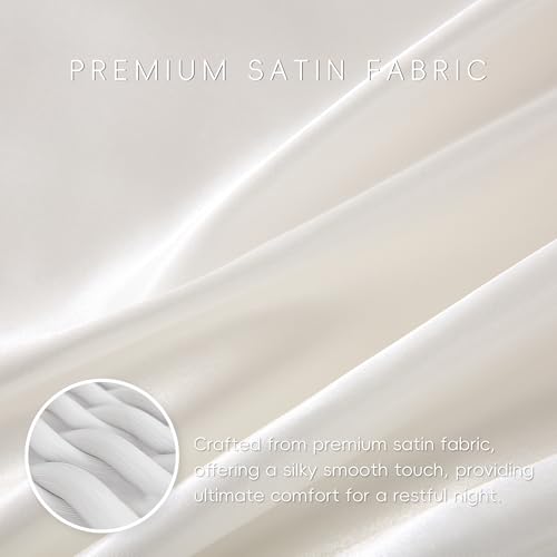 Sleeplite 4 Piece Luxury Satin Bed Sheets Set with Pillowcases - Ultra Soft & Silky, Hypoallergenic & Wrinkle-Free, Hotel Quality Comfort Bedding, Size Full, Snow White Sleeplite