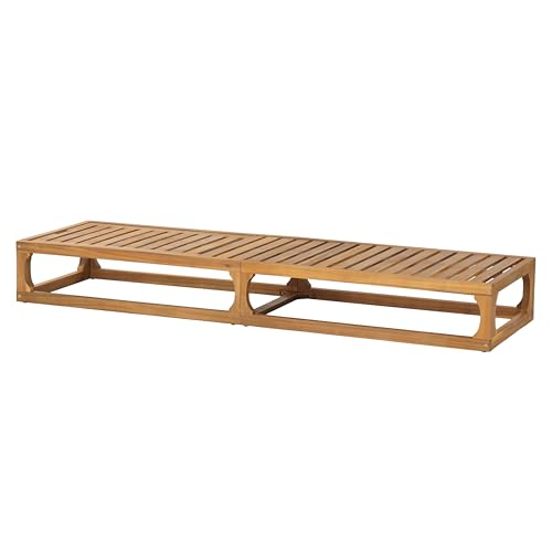 Christopher Knight Home Vauz Patio Chaise Lounge Chair Outdoor, Acacia Wood Poolside Sun Lounger with Slatted Design, Open Frame Pool Lounger with Adjustable Backrest, Natural (Frame Only)