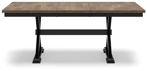 Signature Design by Ashley Wildenauer Dining Extension Table, 78" W x 40" D x 30" H, Black & Dark Brown Signature Design by Ashley