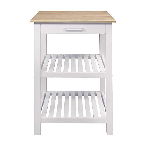 Casual Home Sunrise (Small) with Solid Harvest Hardwood Top Kitchen Island, 22.75"W, Natural&White American Trails