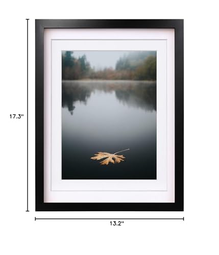 Egofine 12x16 Picture Frame Black Covered by Plexiglass Made of Solid Wood, Display Pictures 9x12 and 11x14 with Mat or 12x16 Without Mat for Table Top and Wall Mounting Egofine