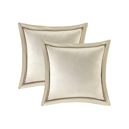 Madison Park Essentials Room in a Bag Faux Silk Comforter Set - Luxe Diamond Tufting All Season Bedding, Matching Curtains, Decorative Pillows, Ivory King(104"x92") 24 Piece Madison Park