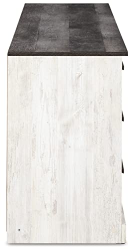 Signature Design by Ashley Shawburn 6 Drawer Dresser, Whitewash & Gray Signature Design by Ashley