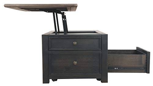 Signature Design by Ashley Tyler Creek Rustic Farmhouse Lift Top Coffee Table with Drawers, Brown & Black Signature Design by Ashley