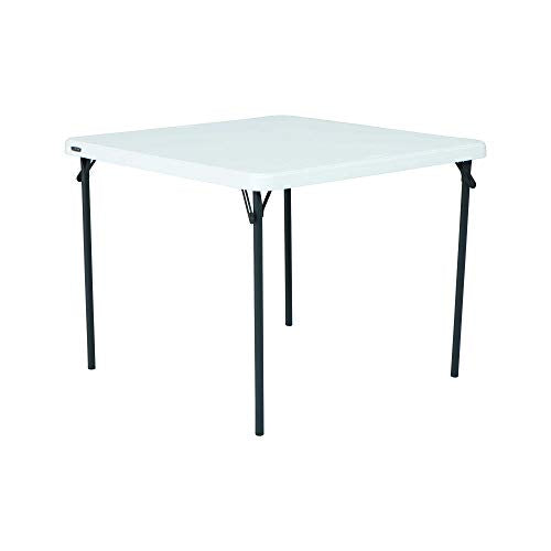 LIFETIME 80783 37-Inch Commercial Grade Square Folding Card Table, White Granite LIFETIME
