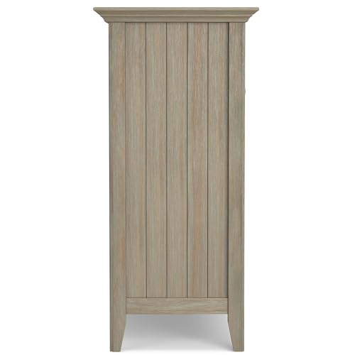 SIMPLIHOME Bedford Solid Pine Wood 54 inch Rustic Sideboard Buffet Credenza in Distressed Grey features 2 Doors, 2 Drawers and 2 Cabinets with 12 Bottle Wine Storage Rack SIMPLIHOME