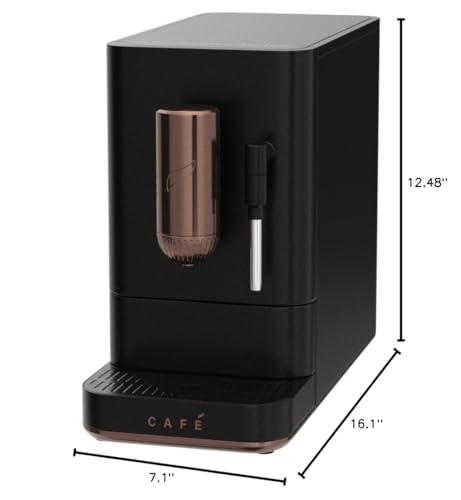 Café Affetto Automatic Espresso Machine + Milk Frother | Built-In & Adjustable Espresso Bean Grinder | One-Touch Brew in 90 Seconds | Matte Black, 1.2 Liter, (C7CEBBS3RD3) Café
