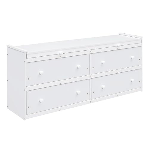 Ball & Cast Twin Size Loft Bed with Retractable Writing Desk & 4 Drawers,Wooden Bedframe W/Lateral Portable Desk & Shelves,Space Saving,Easy Assembly,Study Room Bedroom Set for Boy Girl Keens,White Ball & Cast