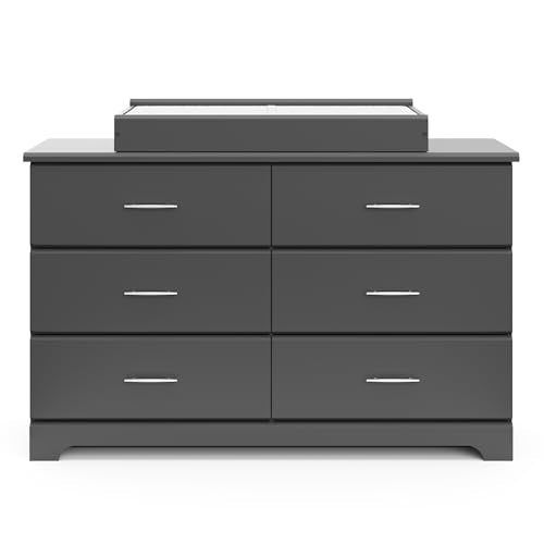 Storkcraft Brookside 6-Drawer Dresser (Gray) – GREENGUARD Gold Certified, Gray Dresser for Bedroom, Kids & Nursery Storage Chest, Safety Interlocking Drawers, Pre-Installed Tracks, Kids Chest Storkcraft