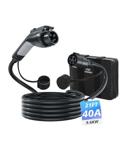 EVDANCE EV Charger Extension Cable, J1772 Extension Cable 40A 21FT Charging Cord for Electric Vehicle 110V-240V Compatible for All SAE J1772 Chargers (40A - 21FT) EVDANCE