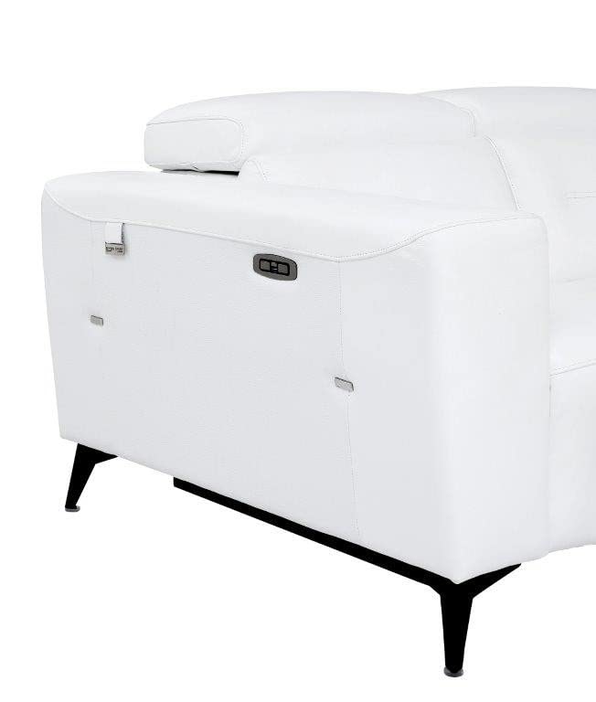 BlackJack Furniture Ferrara Top Grain Italian Leather Power Reclining Sofa Chair with USB Ports to Charge Devices, Adjustable Multi-Position Headrests, Wall Hugger Design, 41.3" W, White Blackjack Furniture