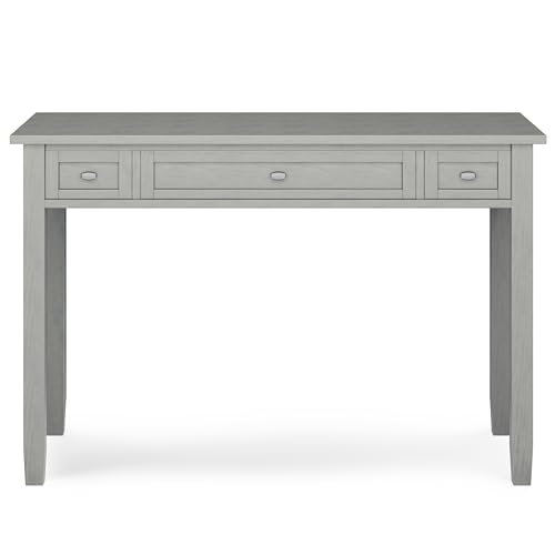 SIMPLIHOME Warm Shaker SOLID WOOD Transitional 48 Inch Wide Desk in Fog Grey, for The Office Desk, Writing Table, Workstation and Study Table SIMPLIHOME