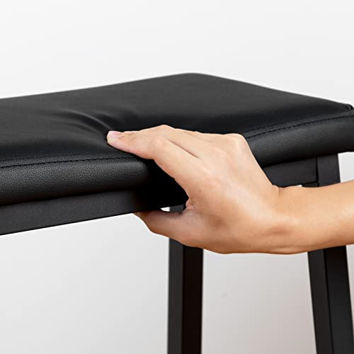 HOOBRO Bar Stools, 24" Set of 2 Bar Chairs, PU Leather Upholstered Breakfast Stools, Easy Assembly, Suitable for Kitchen, Bar, Dining Room, Black BB01MD01 HOOBRO