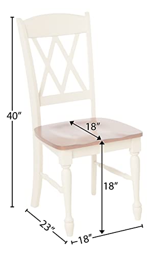 Home Styles Monarch Double X-back White and Oak Dining Chairs, with Solid Hardwood Construction, Turned Legs, and Distressed Oak Finish, Set of Two homestyles