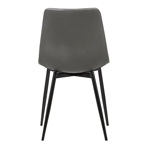 Armen Living Monte Mid Century Modern Dining Accent Chair for Table Kitchen Desk Vanity in Charcoal Gray Faux Leather with Black Metal Legs Armen Living
