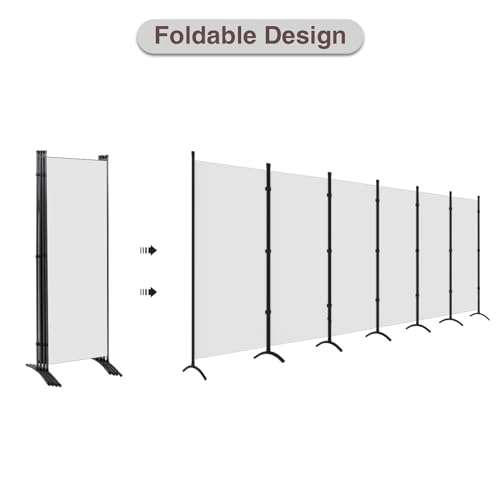 Room Divider, 6 Panel Room Dividers and Folding Privacy Screens, 6FT Partition Room Office Wall Divider for Separation 200" W Fabric, Portable Freestanding Room Divider Wall (White) gaildon