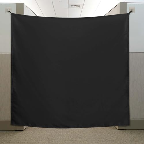 Pinkunn 40 x 48 Inch Office Cubicle Curtain with Stainless Steel Self Adhesive Hook Portable Privacy Door Partition Room Office Divider(Black) Pinkunn