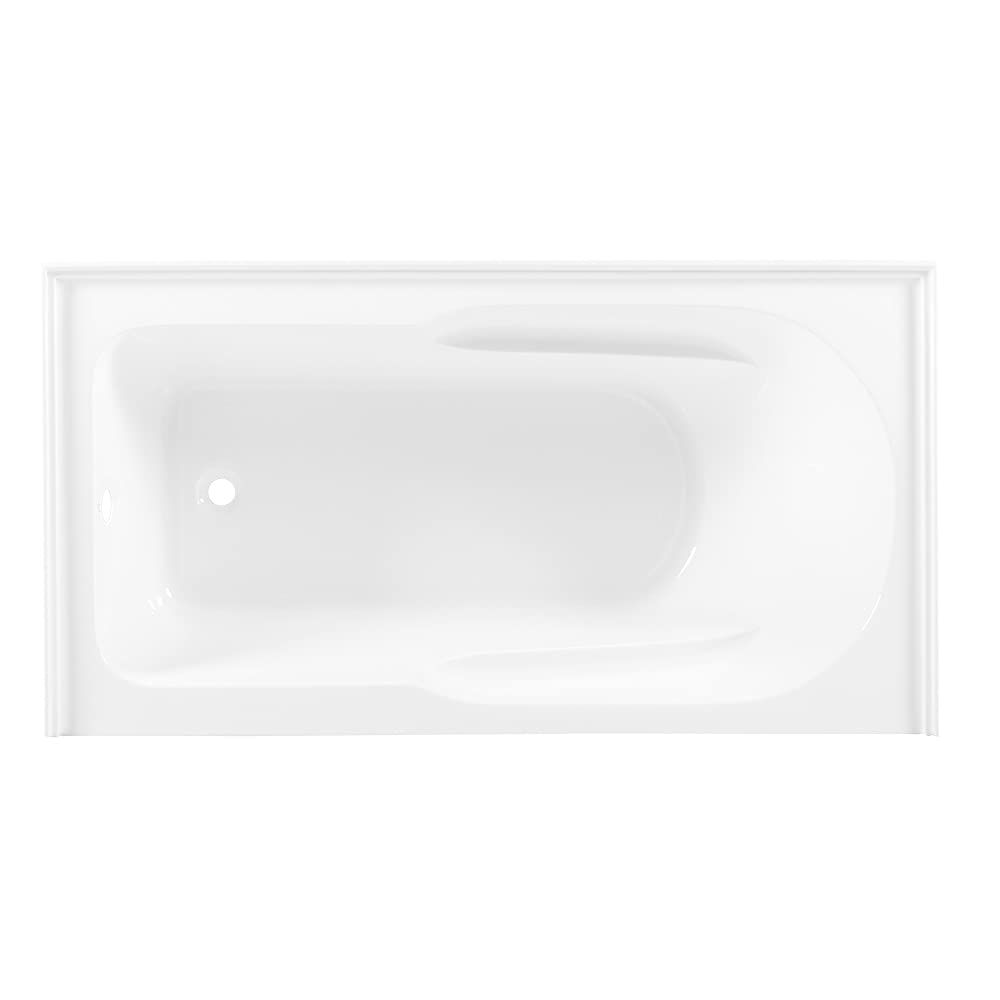 Kingston Brass Aqua Eden VTAP603022L 60-Inch Acrylic Anti-Skid Alcove Tub with Left Hand Drain Hole, White Kingston Brass