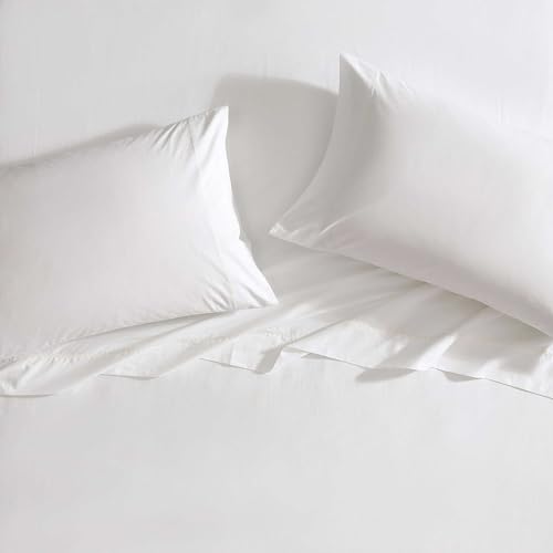 Laura Ashley - Sheet Set, Breathable Cotton Percale Bedding with Matching Pillowcases, Soft Home Decor (Scallop White, Twin) Laura Ashley