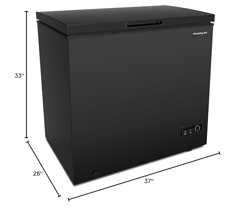 Frigidaire EFRF7003-BLACK Chest Deep Freezer, 7 Cu. Ft, Black Adjustable Thermostat-Removable Vinyl Coated Wire Basket-Easy Defrost Drain Frigidaire