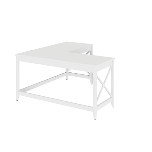 Workspace by Alera L-Shaped Farmhouse Desk, 58.27" x 58.27" x 29.53", White Alera
