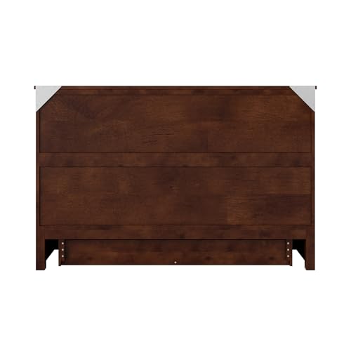 AFI, Tucson Queen Wood Murphy Bed Chest with 6" Mattress, Storage Drawer & Built-in USB Charger, Walnut AFI