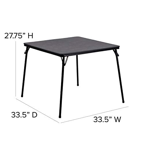 Flash Furniture Madison 5-Piece Folding Card Table and Chairs Set, Portable Event Table and Chairs Set, Black Flash Furniture
