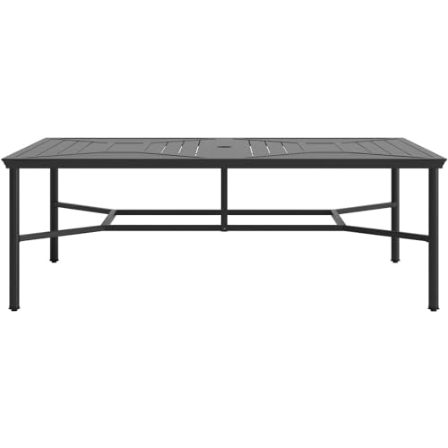 Hanover Montclair 11-Piece Outdoor Dining Set, All-Weather Outdoor Patio Dining Set, 10 Swivel Rocker Chairs with Seat and Lumbar Cushions, 84"x60" Stamped Rectangle Table, Umbrella, and Umbrella Base Hanover