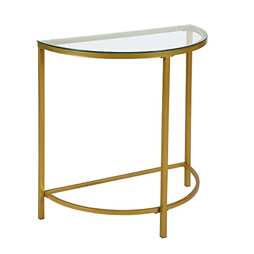 Carolina Chair & Table 30" Winoda Half Round Console Table β Modern Clear Tempered Glass Top with Gold Powder Coated Metal Frame β Contemporary Semicircular Accent Furniture for Hallway, Living Room Carolina Chair & Table