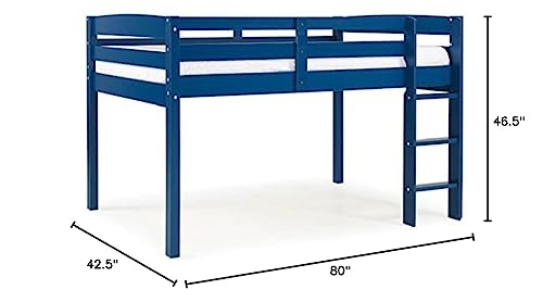 Camaflexi Tribeca Solid Wood Low Loft Bed Frame / 14 Wood Slats Support and 1 Center Support/No Box Spring Necessary/Easy Assembly/Twin - Blue Camaflexi